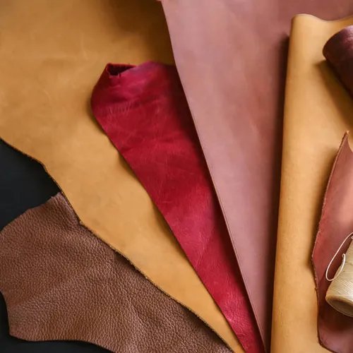 ตัวอย่างหนังท็อปเกรนหลายเฉดสีและพื้นผิว