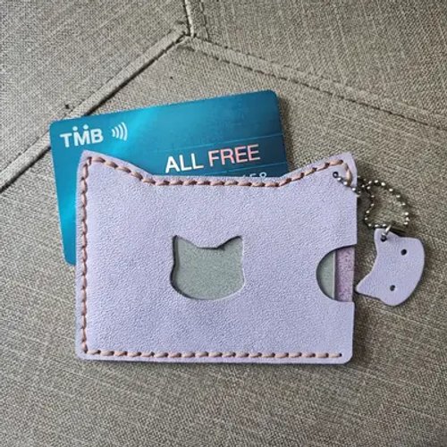 กระเป๋าใส่บัตรดีไซน์น่ารักรูปแมวสีม่วงพร้อมบัตรธนาคาร