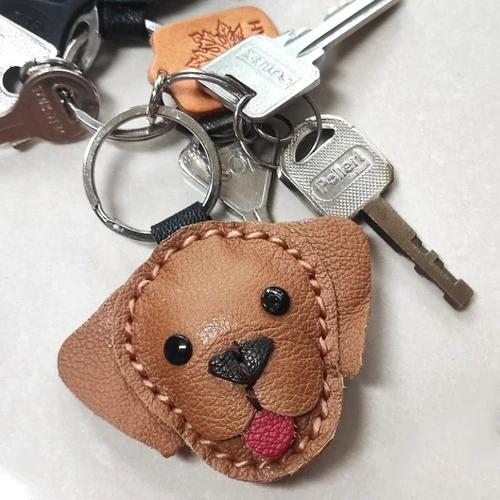 พวงกุญแจหมาหนังแท้รูปโกลเด้นและลาบาดอร์ งานฝีมือเย็บมือ สำหรับห้อยกระเป๋าและกุญแจรถ - 02