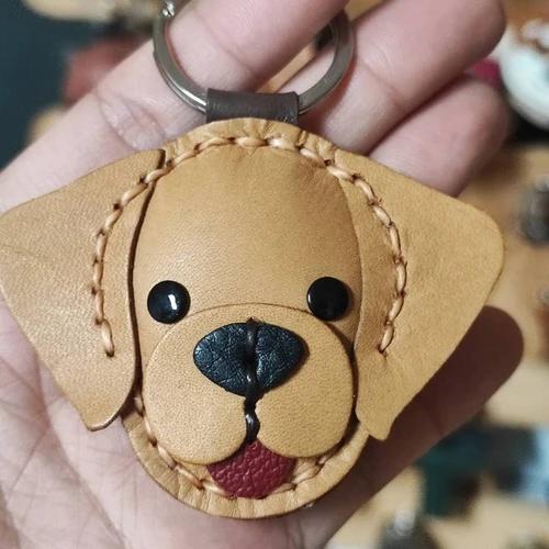 พวงกุญแจหมาหนังแท้รูปโกลเด้นและลาบาดอร์ งานฝีมือเย็บมือ สำหรับห้อยกระเป๋าและกุญแจรถ - 04