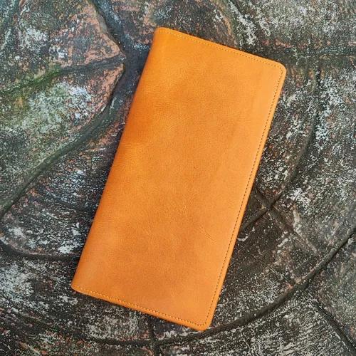 กระเป๋าสตางค์ใบยาวหนังแท้ ชนิดหนังออย สีน้ำตาลเข้ม โชว์ช่องใส่บัตร 13 ช่องด้านใน - 03