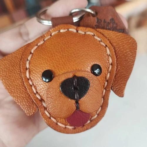 พวงกุญแจหมาหนังแท้รูปโกลเด้นและลาบาดอร์ งานฝีมือเย็บมือ สำหรับห้อยกระเป๋าและกุญแจรถ - 06