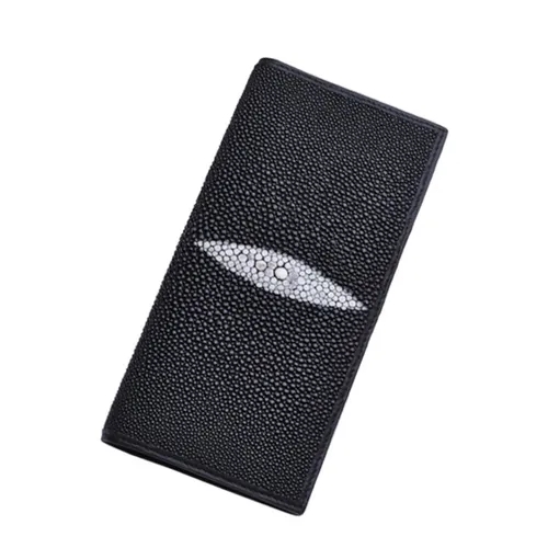 กระเป๋าสตางค์หนังปลากระเบนสีดำ เสริมบารมี