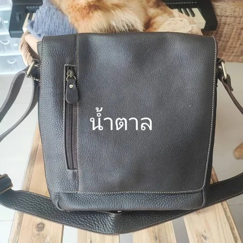 กระเป๋าสะพายข้างหนังแท้ชามัวส์สีน้ำตาลเข้ม ดีไซน์คลาสสิกสำหรับผู้ชายและผู้หญิง - 05