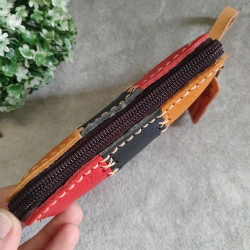 กระเป๋าใส่เหรียญหนังวัวแท้ 100% งานแฮนด์เมดเย็บมือ ใส่บัตร ATM และธนบัตรได้ - 04