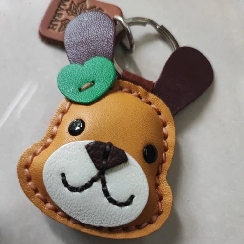 พวงกุญแจหนังแท้รูปกระต่าย งานแฮนด์เมดเย็บมือ สำหรับห้อยกระเป๋าและกุญแจรถ - 01