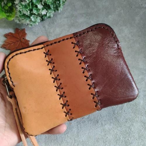 กระเป๋าใส่เหรียญหนังวัวแท้ 100% งานแฮนด์เมดเย็บมือ ใส่บัตร ATM และธนบัตรได้ - 08