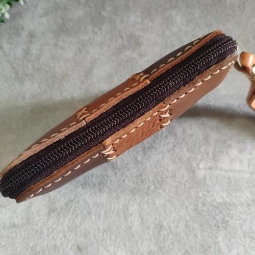 กระเป๋าใส่เหรียญหนังวัวแท้ 100% งานแฮนด์เมดเย็บมือ ใส่บัตร ATM และธนบัตรได้ - 05