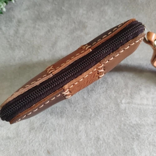 กระเป๋าใส่เหรียญหนังวัวแท้ 100% งานแฮนด์เมดเย็บมือ ใส่บัตร ATM และธนบัตรได้ - 05