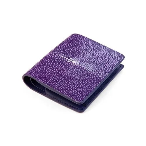 กระเป๋าสตางค์หนังปลากระเบนสีม่วงดีไซน์หรูหรา