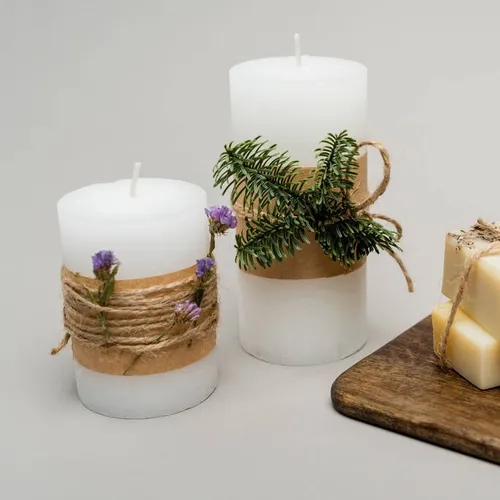 เทียนหอมตกแต่งสไตล์ธรรมชาติ ของชำร่วยงานแต่ง ความหมายดี