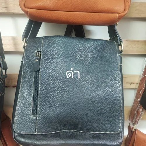 กระเป๋าสะพายข้างหนังแท้ชามัวส์สีน้ำตาลเข้ม ดีไซน์คลาสสิกสำหรับผู้ชายและผู้หญิง - 06