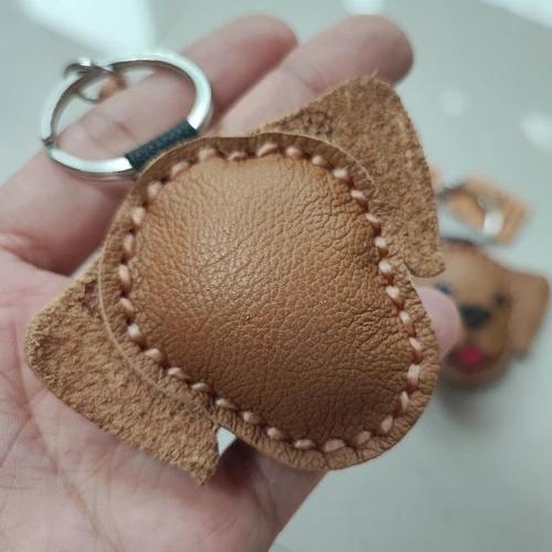 พวงกุญแจหมาหนังแท้รูปโกลเด้นและลาบาดอร์ งานฝีมือเย็บมือ สำหรับห้อยกระเป๋าและกุญแจรถ - 03