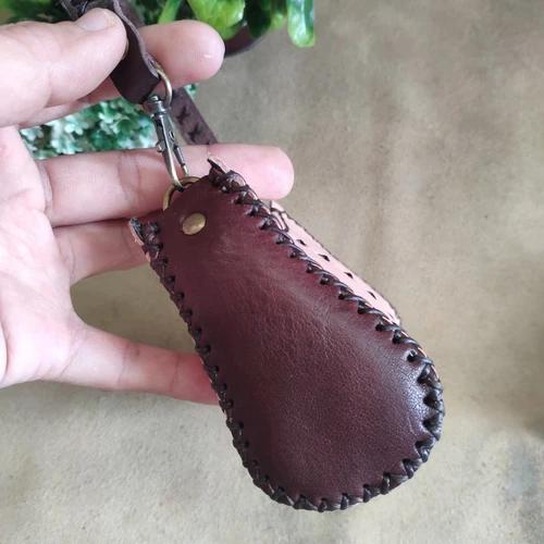 กระเป๋าใส่เหรียญหนังแท้ สีน้ำตาล งานแฮนด์เมด ใบเล็กใส่บัตร ATM ได้ - 04