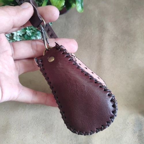 กระเป๋าใส่เหรียญหนังแท้ สีน้ำตาล งานแฮนด์เมด ใบเล็กใส่บัตร ATM ได้ - 04