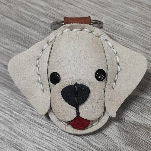 พวงกุญแจหมาหนังแท้รูปโกลเด้นและลาบาดอร์ งานฝีมือเย็บมือ สำหรับห้อยกระเป๋าและกุญแจรถ - 05