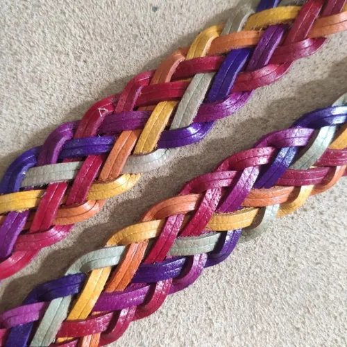 เข็มขัดหนังแท้สายถักแบนสีน้ำตาล ทำจากหนังวัวแท้ 100% หัวเข็มขัดสีเงิน - 04