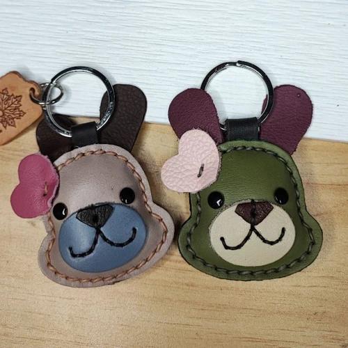 พวงกุญแจหนังแท้รูปกระต่าย งานแฮนด์เมดเย็บมือ สำหรับห้อยกระเป๋าและกุญแจรถ - 06