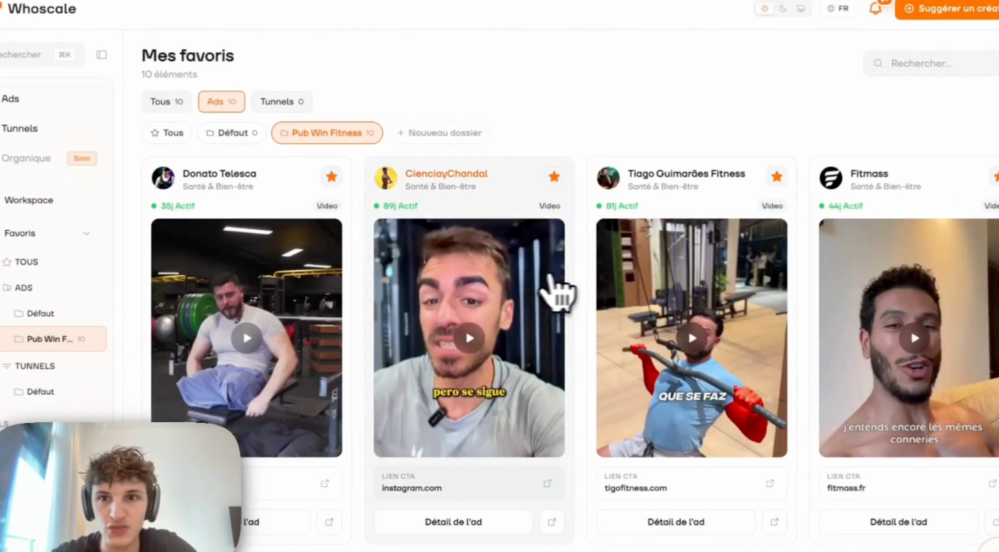 Analyse : Trouver des pubs gagnantes dans ta niche avant même de les lancer, avec Whoscale