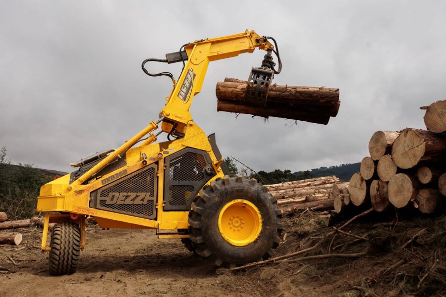 Dezzi forestry machine photographed outdoors for its international product launch.