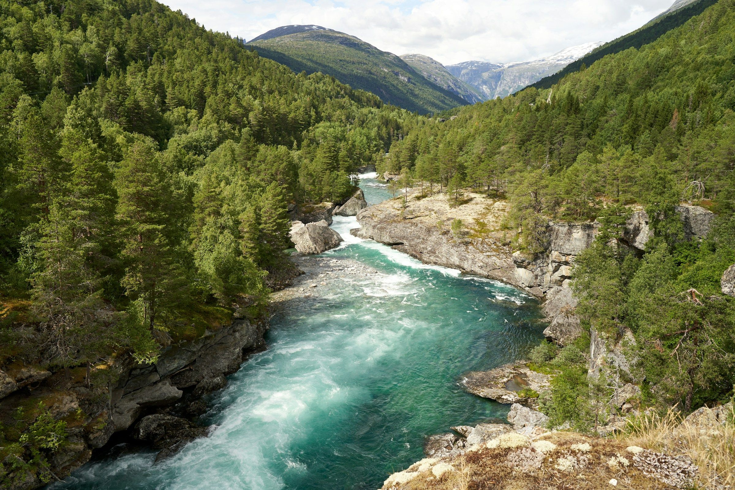 The mountain river beside the lodge
