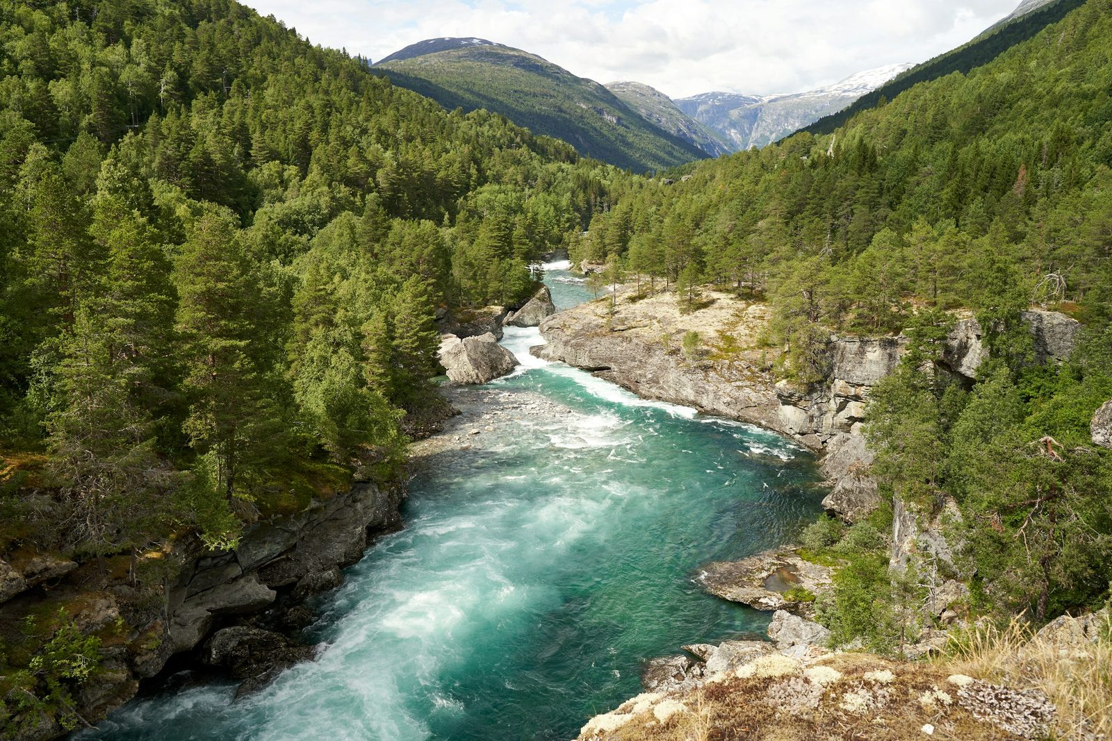 The mountain river beside the lodge