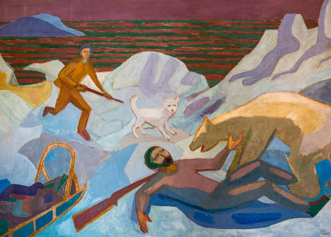 Peer Lorentz Dahl's 1947 mural of Fridtjof Nansen's Arctic expeditions