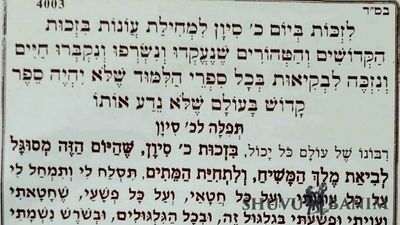 תפילה להיום כ' בסיון של הגה"צ הרב אליעזר ברלנד שליט"א - "לזכות ביום זה למחילת עוונות"