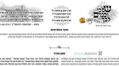 עלון שפכי כמים לבך - שבועות, פרשת נשא תשפ"ב