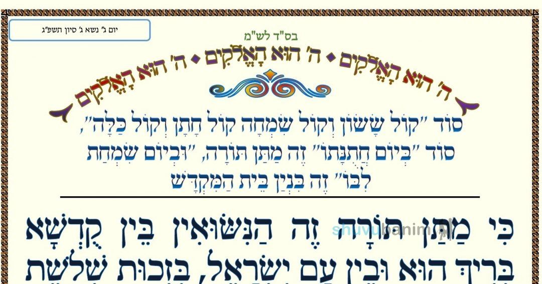 סוד "קול ששון וקול שמחה" - "ביום חתונתו וביום שמחת לבו" • המאמר היומי מהגה"צ רבי אליעזר ברלנד שליט"א