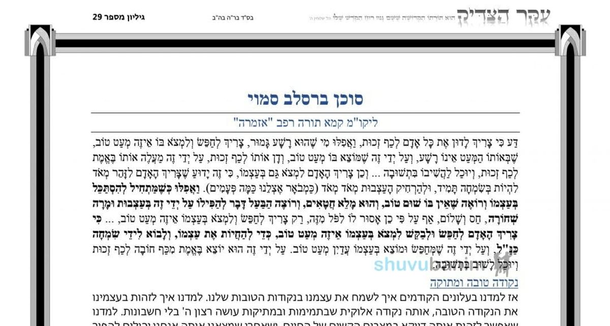 עלון עיקר הצדיק - פרשת מטות תשפ"ב