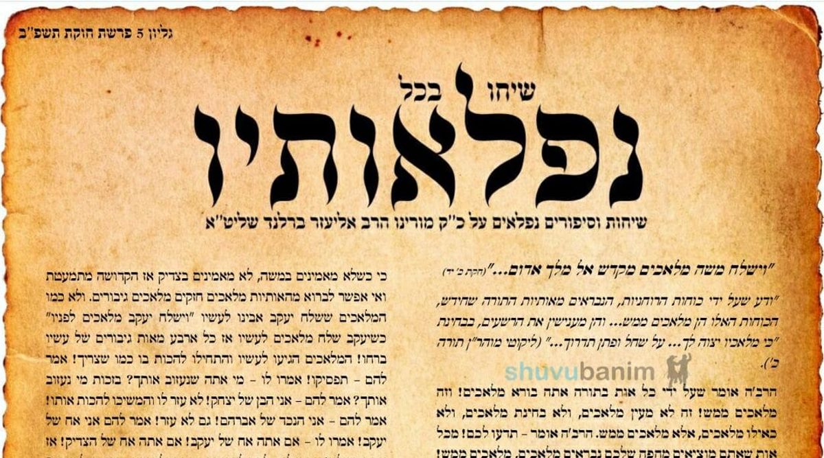 עלון שיחו בכל נפלאותיו גיליון מס' 5 לפרשת חקת תשפ"ב