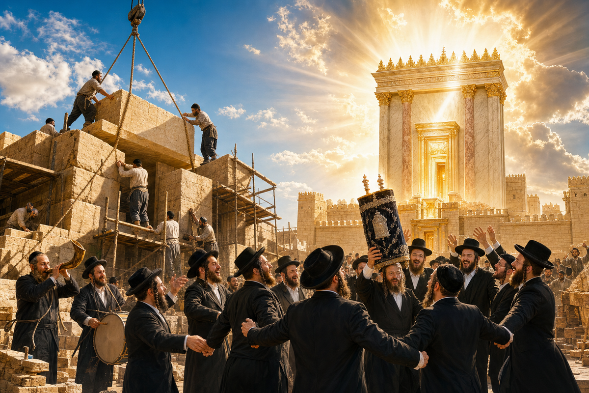 The Secret of the Joy of a Chasan and Kallah: Building the Beis HaMikdash and the Illumination of the Shechinah