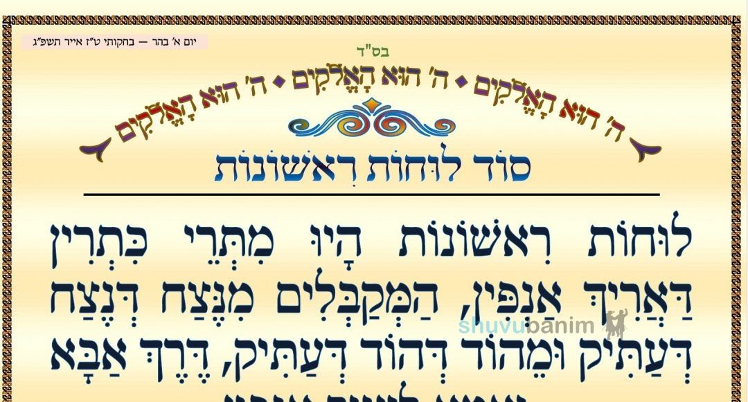 סוד לוחות ראשונות • המאמר היומי מהגה"צ רבי אליעזר ברלנד שליט"א