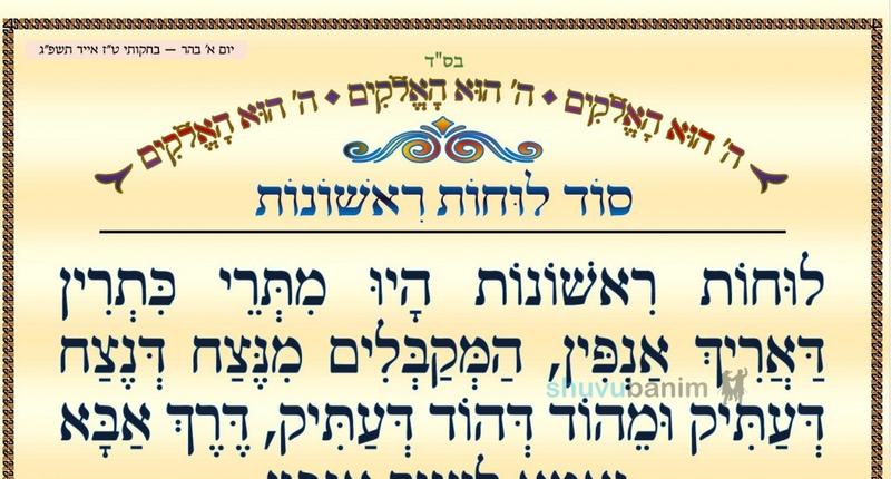 סוד לוחות ראשונות • המאמר היומי מהגה"צ רבי אליעזר ברלנד שליט"א