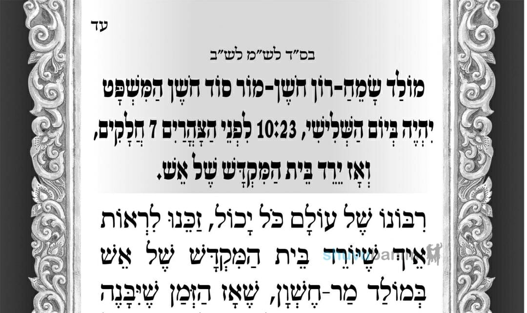 תְּפִלָּה לְרֹאשׁ חֹדֶשׁ מַר חֶשְׁוָן תשפ"ג מהגה"צ כ"ק מוֹרֵינוּ הָרַב אֱלִיעֶזֶר בֶּרְלֵנְד שְׁלִיטָ"א