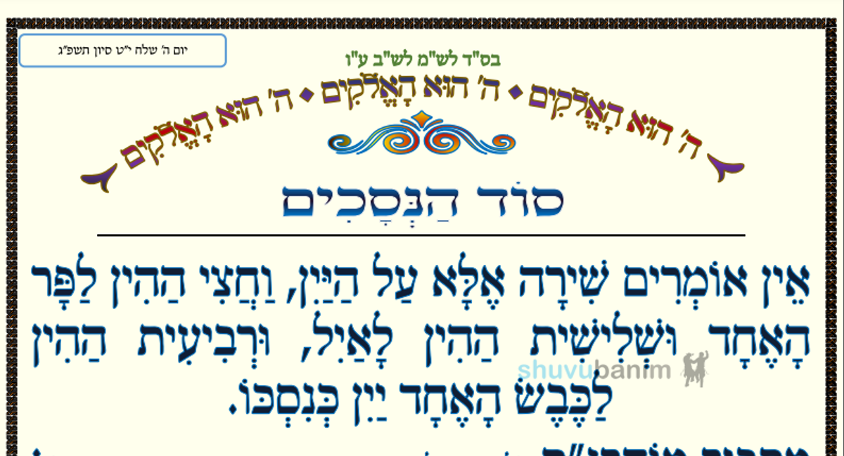 סוד הנסכים • המאמר היומי מהגה"צ רבי אליעזר ברלנד שליט"א