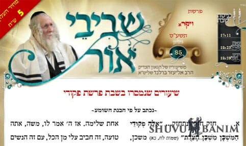 דברי הגה"צ הרב אליעזר ברלנד שליט"א מהשבוע החולף - עלון שביבי אור לפרשת ויקרא