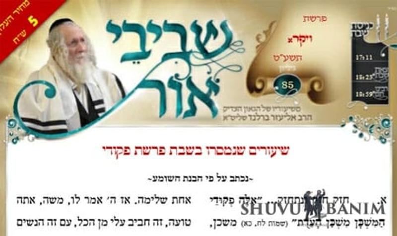 דברי הגה"צ הרב אליעזר ברלנד שליט"א מהשבוע החולף - עלון שביבי אור לפרשת ויקרא