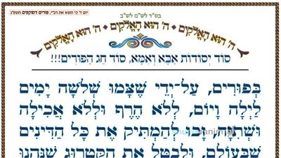 סוד יסודות אבא ואמא - סוד חג הפורים • המאמר היומי מהגה"צ רבי אליעזר ברלנד שליט"א