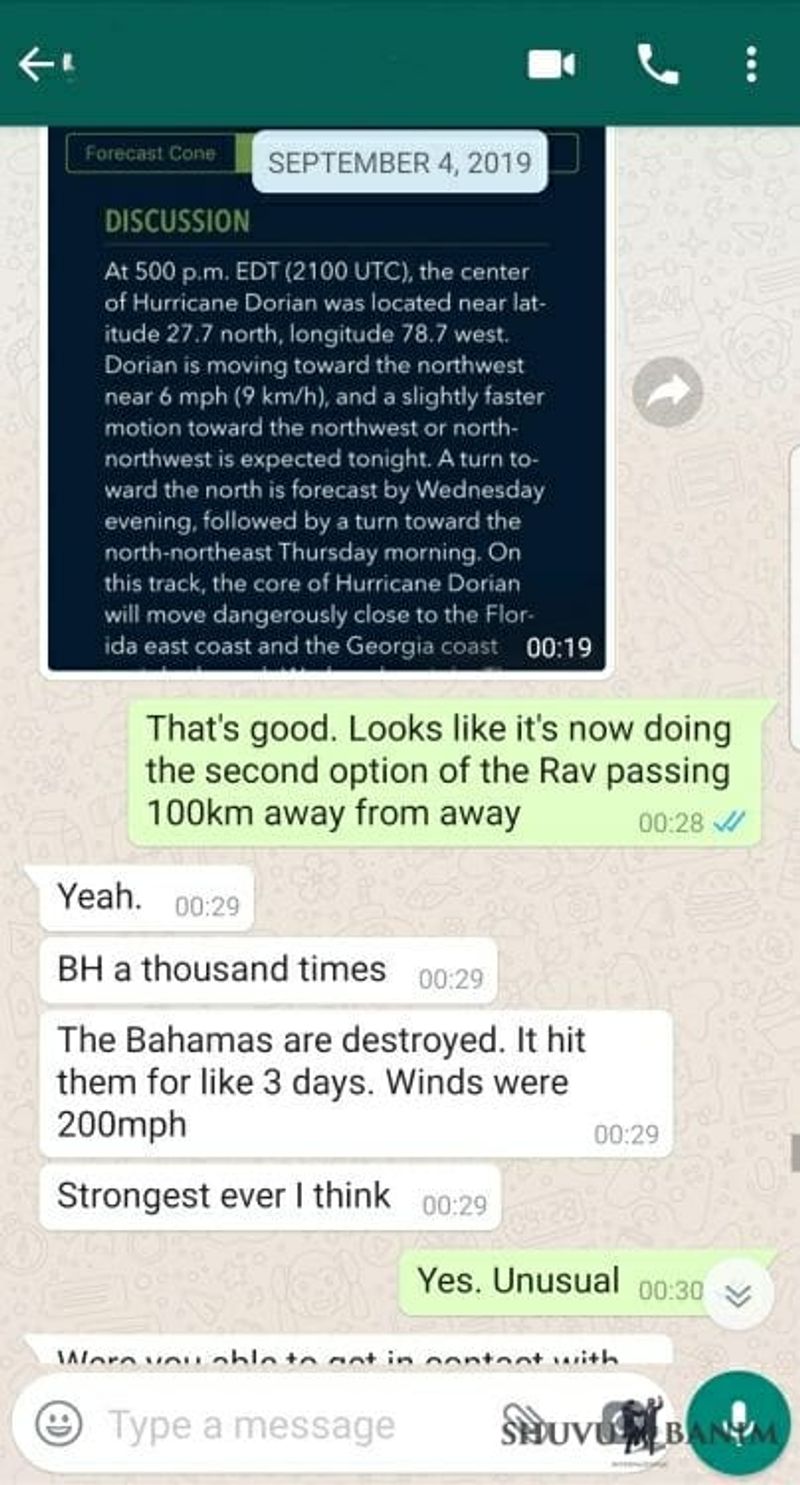 Hurricane Dorian passing 