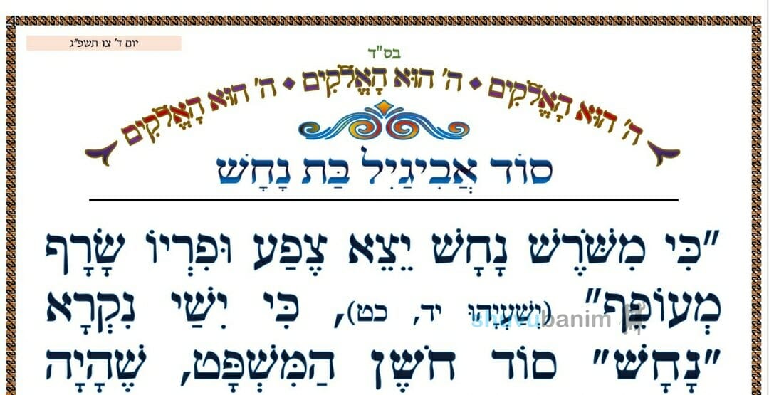 סוד אביגיל בת נחש • המאמר היומי מהגה"צ רבי אליעזר ברלנד שליט"א