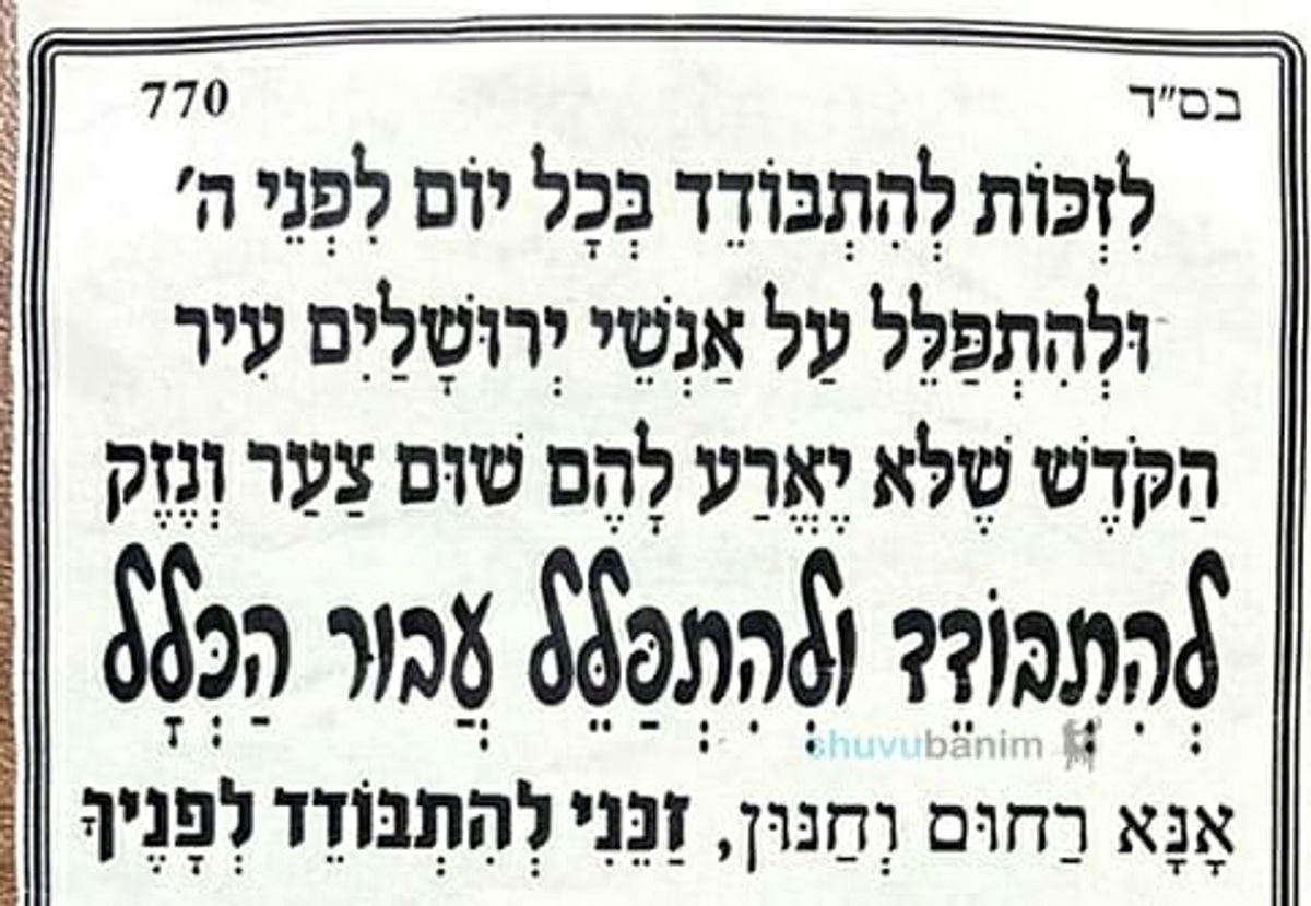 תפילה חזקה: "לְהִתְבּוֹדֵד וְהִתְפַּלֵּל עֲבוּר הַכְּלָל" - הגה"צ הרב אליעזר ברלנד שליט"א