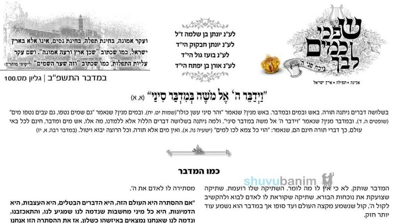 עלון שפכי כמים לבך - פרשת במדבר