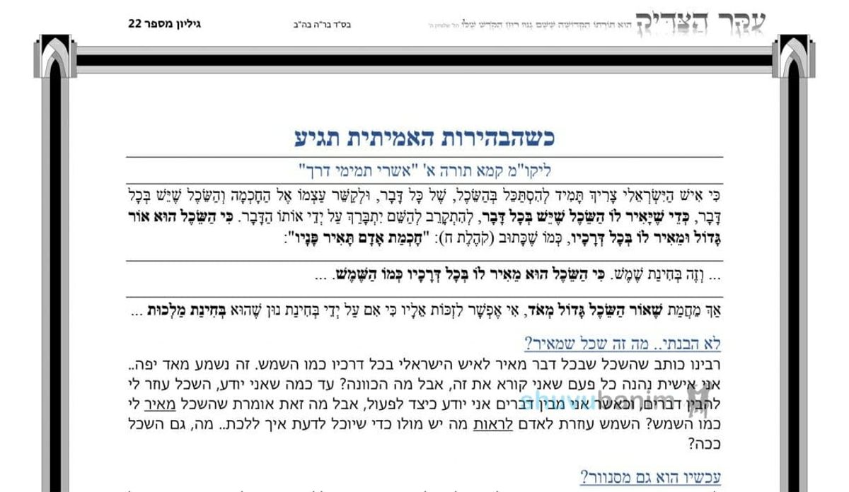 עלון עיקר הצדיק - פרשת נשא תשפ"ב