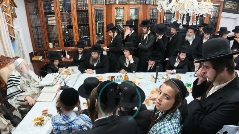 The crowd at the bar mitzvah celebration