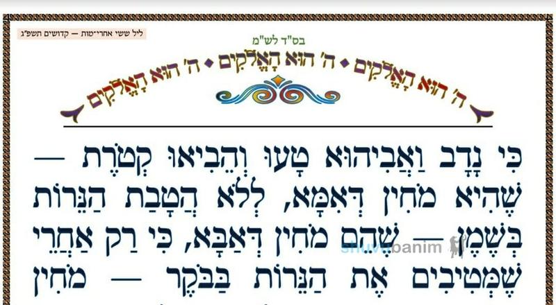 סוד הקטורת של נדב ואביהוא ומכירת יוסף  •  המאמר היומי מהגה"צ רבי אליעזר ברלנד