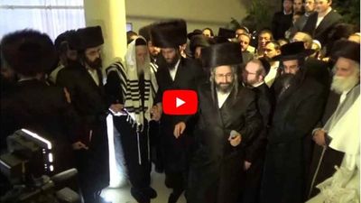 חתונת יוסף פראנק בן הרב מוטה פראנק עם הרב ברלנד שליט"א, הרב קיוואק, הרב ברנדסדורפר, בעלי המנגנים בערי וובר, מיילך קאהן