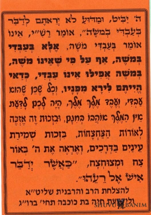 #1032 Prayer for guarding the eyes and fearing the Tzaddik