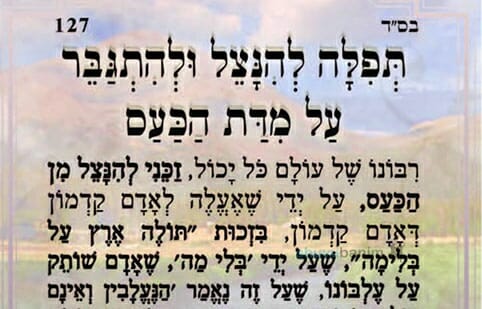 תפילה של הגה"צ הרב אליעזר ברלנד שליט"א להינצל ולהתגבר על מדת הכעס